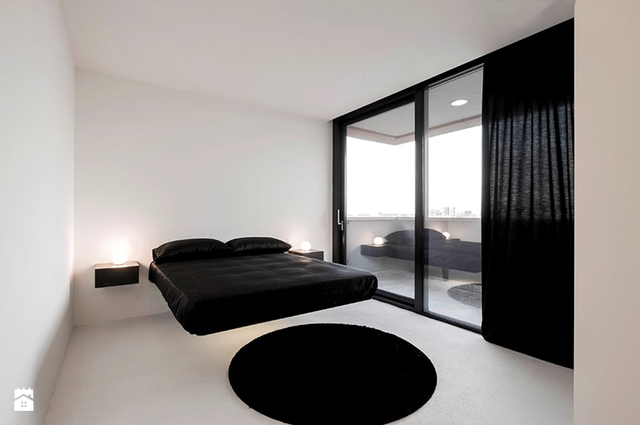Camera da letto moderna con letto sospeso