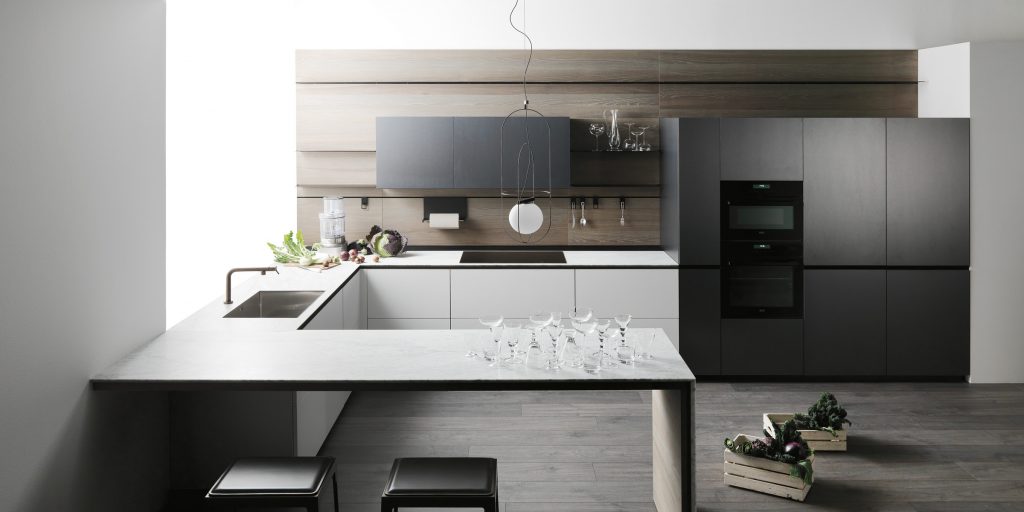 Cucina moderna e zona living insieme