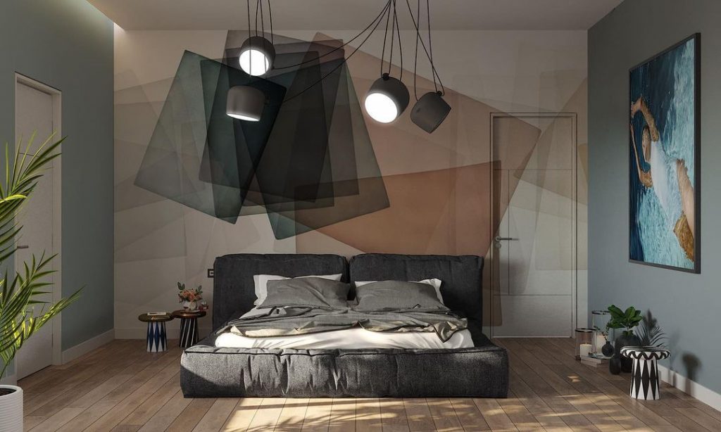 Camera da letto in stile contemporaneo con tocco di colore