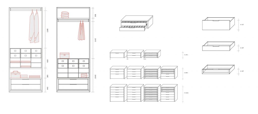 Misure Accessori interni per armadi 