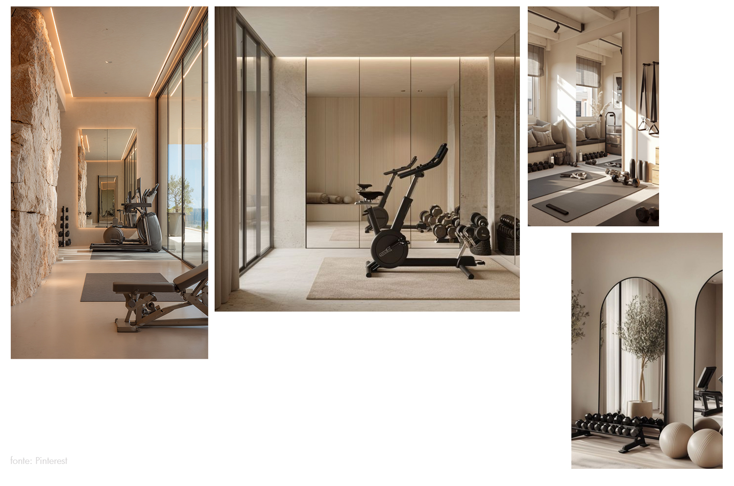 Ispirazione Japandi: idee di design per una palestra a casa elegante e minimalista. Palestra a casa in stile Japandi: home gym minimalista con finiture in legno chiaro e design essenziale.